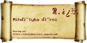 Mihályka Örsi névjegykártya